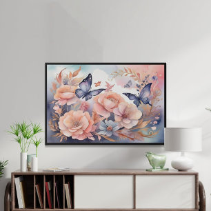 Póster Espectacular diseño de mariposas florales