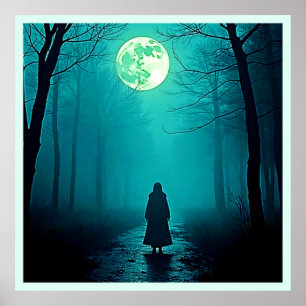 Póster Espectacular diseño nocturno de luna llena