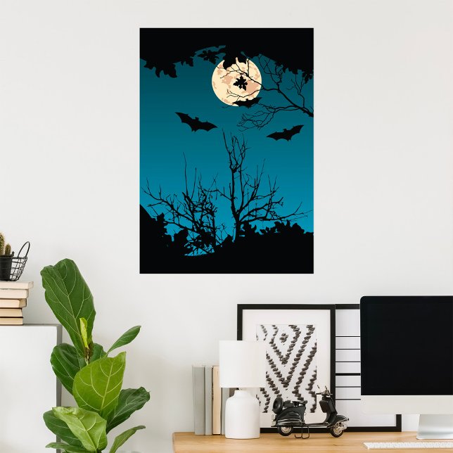 Póster Espectacular fiesta de Halloween Luna llena y bate (Subido por el creador)