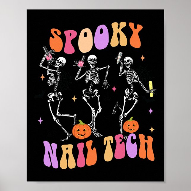 Póster Espectacular Nail Tech Fun Skeleton Nail Tech Hall (Frente)