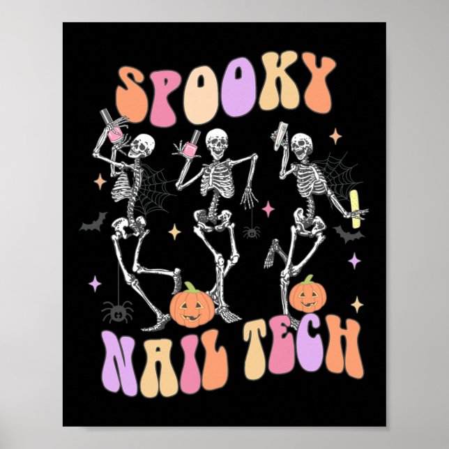 Póster Espectacular Nail Tech Funny Skeleton Nail Tech Ha (Frente)