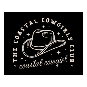 Póster Espectáculo costero cowgirls cósmico estético negr