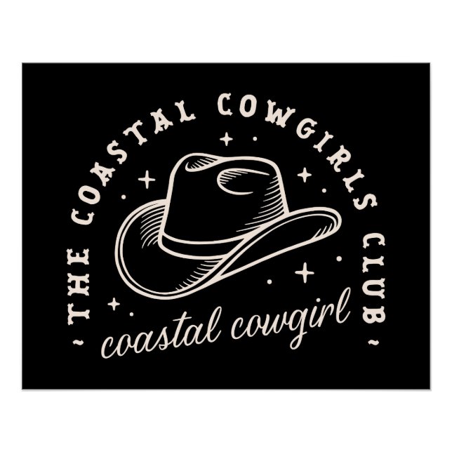 Póster Espectáculo costero cowgirls cósmico estético negr (Anverso)
