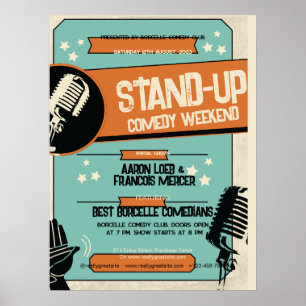 Póster Espectáculo de comedia en vivo Retro Vintage Grung