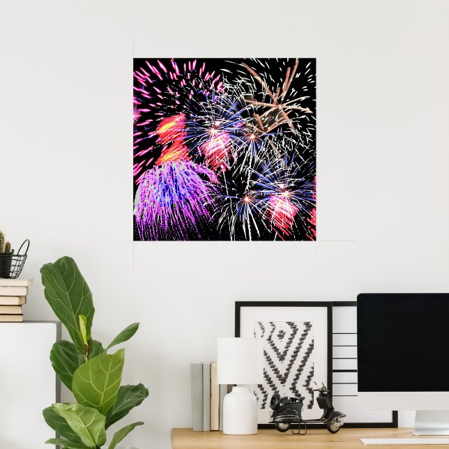 Póster Espectáculo de Fuegos Artificiales (Oficina en casa)
