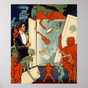 Póster Espectáculo de Magia del Mago Vintage Carter el Gr