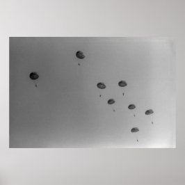 Póster Espectáculo de paracaidistas en blanco y negro de