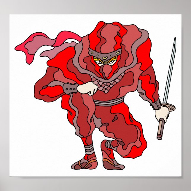 Póster Espectáculo impactante y rojo brillante. Ninja cib (Frente)
