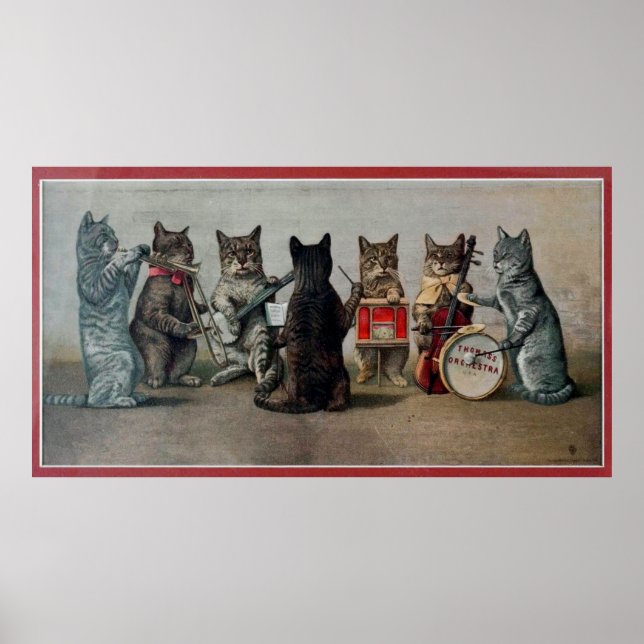 Póster Espectáculo musical de gatos vintage (Frente)