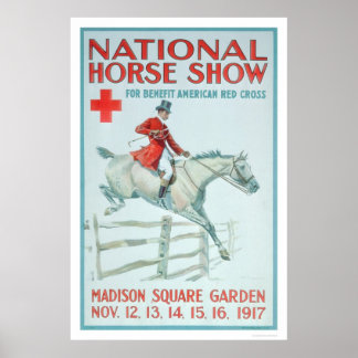 Póster Espectáculo nacional de caballos para la Cruz Roja