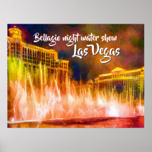 Póster Espectáculo nocturno de Bellagio Poster Las Vegas
