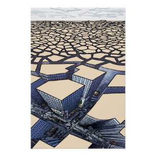 Póster Espejismo Urbano: Cañones de Concreto en Tierras Y