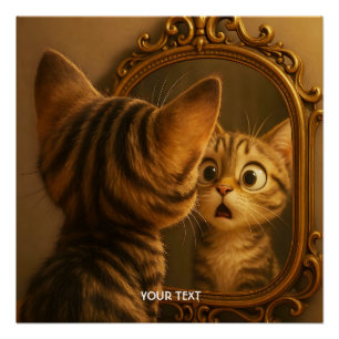 Póster Espejo de gato sorprendido de fantasía lindo