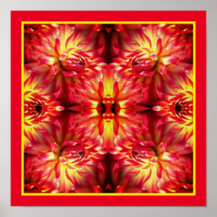 Póster Espejo de la flor de Dahlia roja Resumen Naturalez