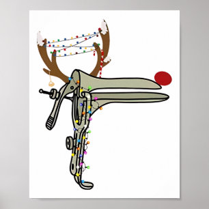 Póster Espejo de Reno de Navidad Enfermera Obgyn Obstetri
