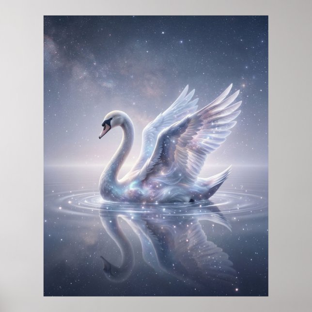 Póster Espejo del Lago Cisne Cósmico (Frente)