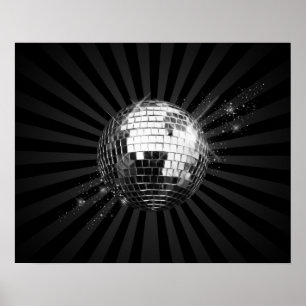 Póster Espejo disco bola en negro