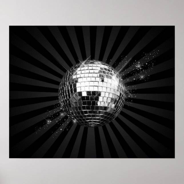 Póster Espejo disco bola en negro (Frente)
