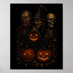 Póster Espeluznante Calabaza de Halloween Tirosa Bruja Zo