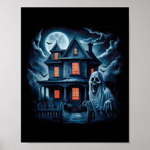 Póster Espeluznante casa fantasma oscuro disfraz de Hallo