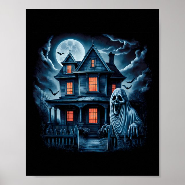 Póster Espeluznante casa fantasma oscuro disfraz de Hallo (Frente)