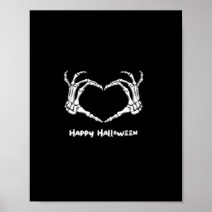Póster Espeluznante Corazón de Mano con "Halloween Feliz"