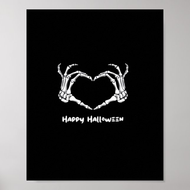 Póster Espeluznante Corazón de Mano con "Halloween Feliz" (Frente)