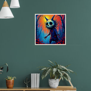 Póster Espeluznante demonio en el diseño de Spooky Woods