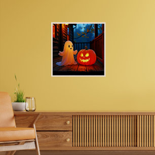 Póster Espeluznante diseño de brillo de Halloween