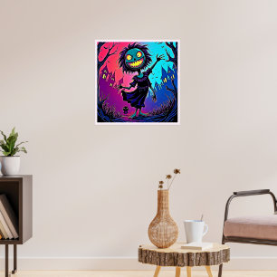 Póster Espeluznante diseño de Halloween Noche