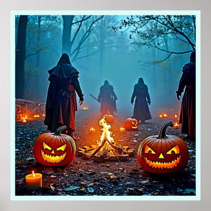 Póster Espeluznante diseño ritual de Halloween