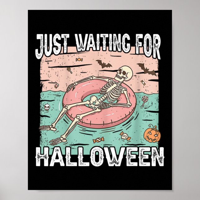 Póster Espeluznante Esqueleto De Verano Esperando Hallowe (Frente)