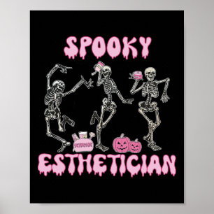 Póster Espeluznante Esteticista Halloween Skeleton Therap