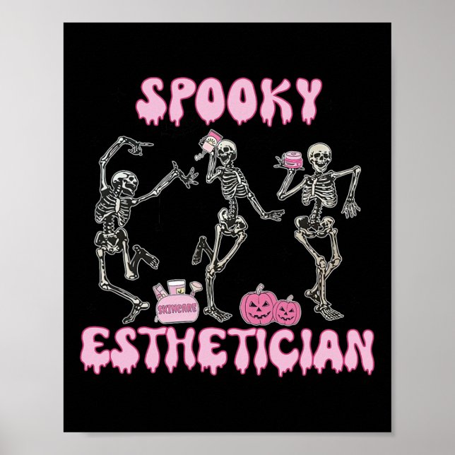 Póster Espeluznante Esteticista Halloween Skeleton Therap (Frente)