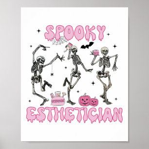 Póster Espeluznante Esteticista Halloween Skeleton Therap