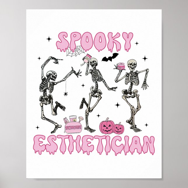 Póster Espeluznante Esteticista Halloween Skeleton Therap (Frente)