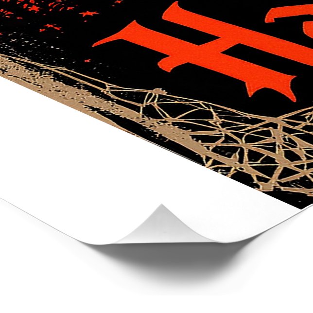 Póster Espeluznante Gato Negro Feliz Halloween Vintage Gó (Esquina)