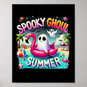 Póster Espeluznante Ghoul Summer Cute Flamingo Hello Summ