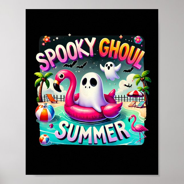 Póster Espeluznante Ghoul Summer Cute Flamingo Hello Summ (Frente)