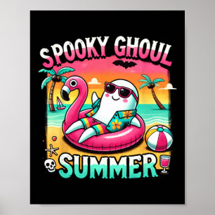 Póster Espeluznante Ghoul Verano Cute Flamingo Vac Verano