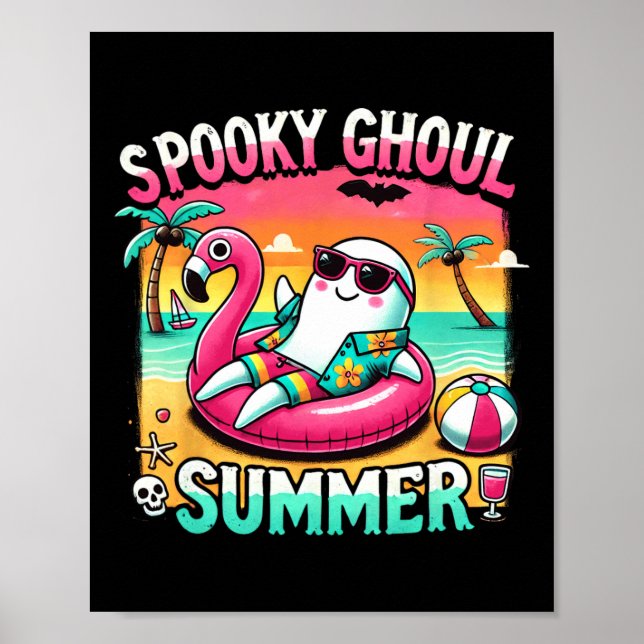 Póster Espeluznante Ghoul Verano Cute Flamingo Vac Verano (Frente)