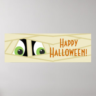 Póster Espeluznante Mummy Head Halloween Party Banner