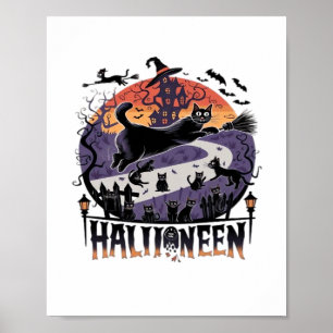 Póster Espeluznante noche de Halloween de Gato Negro - Al