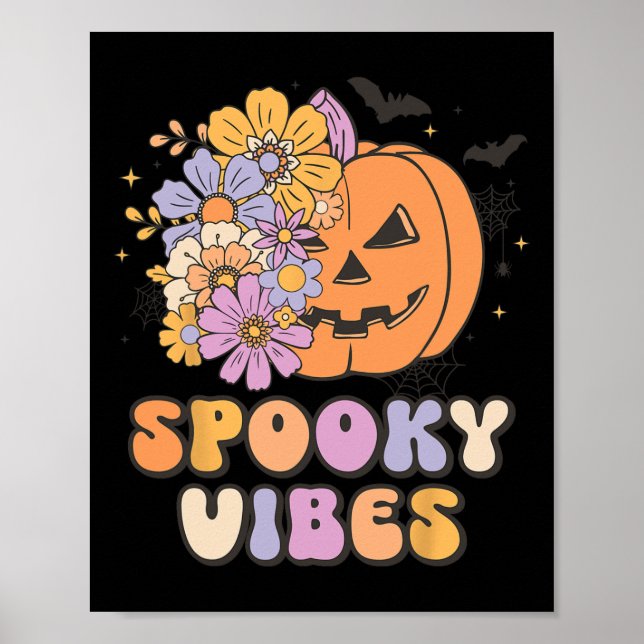 Póster Espeluznante Vibes Halloween Ropa de calabaza Retr (Frente)
