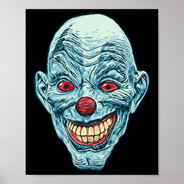 Póster Espeluznante y espeluznante Payaso Face Halloween  (Frente)
