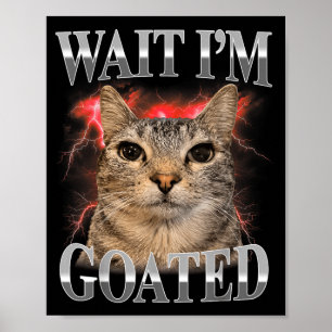 Póster Espera, soy cabra Gato Tonto Meme divertido de gat