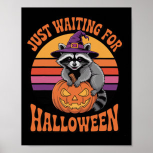 Póster Esperando a Halloween Raccoon Pumpkin Witch H