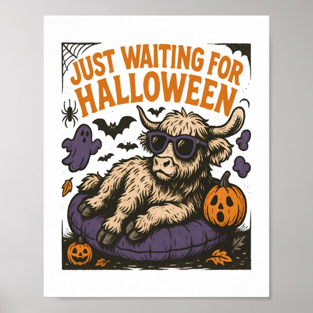 Póster Esperando a la vaca Highland de Halloween (Frente)