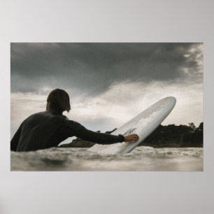 Póster Esperando al Poster Wave Ocean Surf Art Surfer