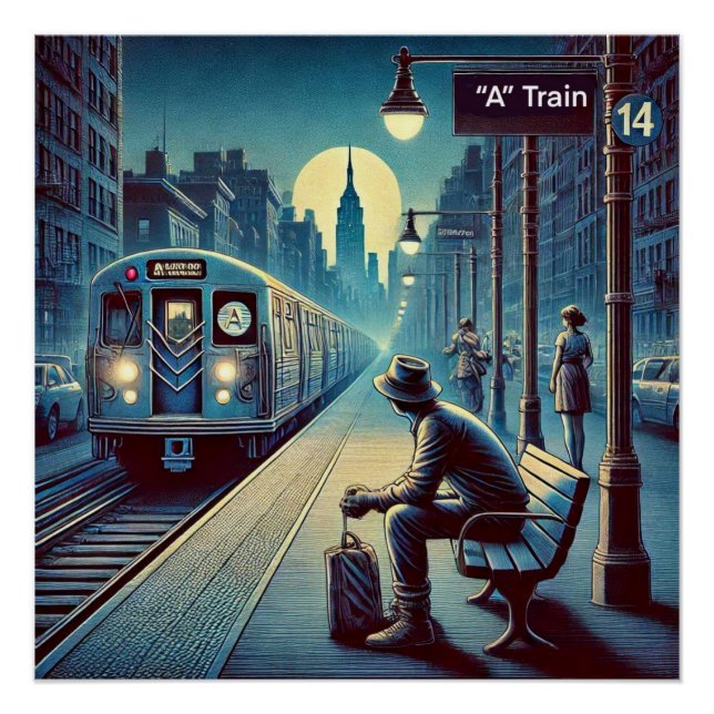 Póster Esperando El Tren "A", Nueva York (Anverso)